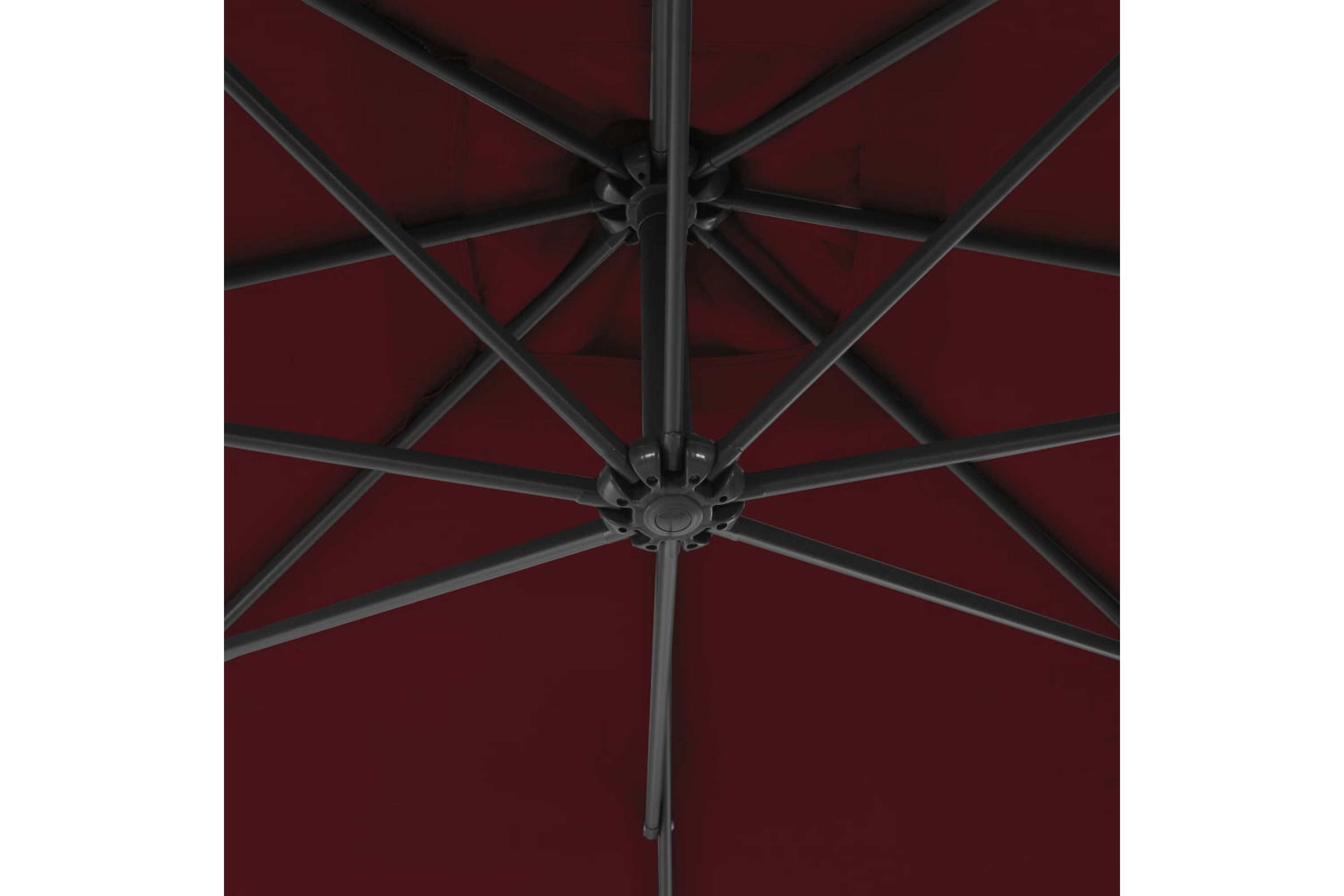 Riippuva aurinkovarjo teräspylväällä 250x250 cm viininpunain -