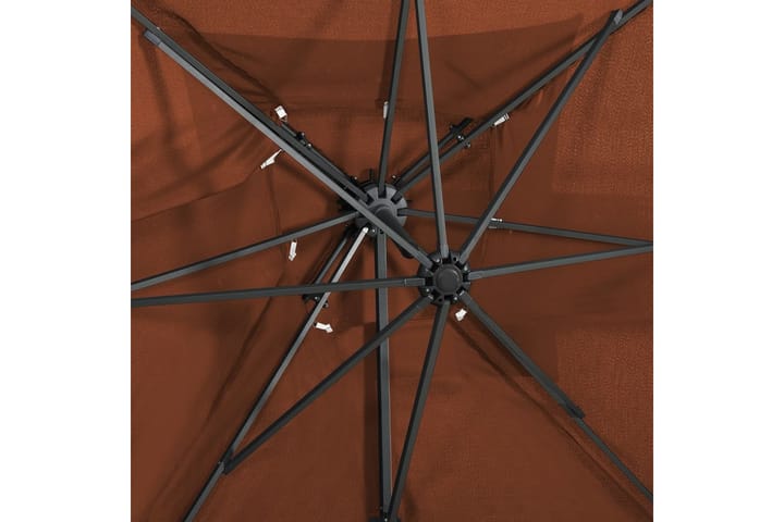 Riippuva aurinkovarjo tuplakatolla terrakotta 250x250 cm - Aurinkovarjo
