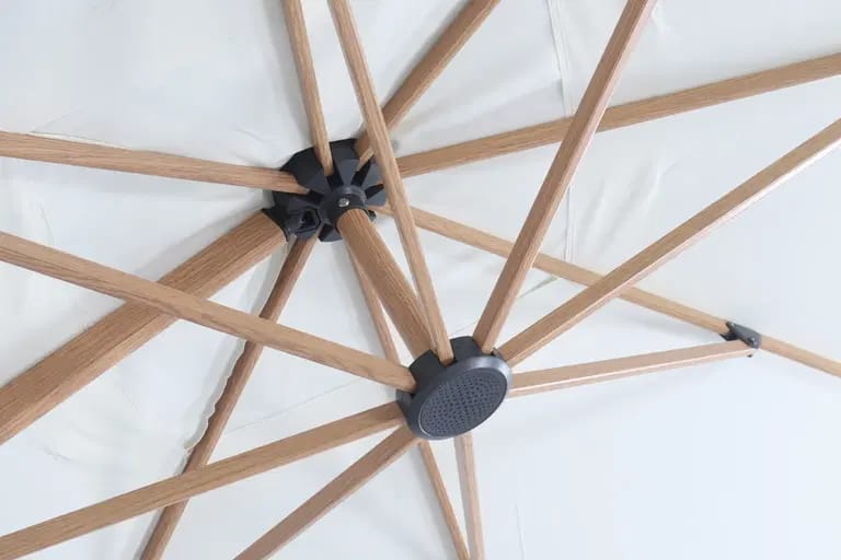 Rio de-luxe Parasolli Ø3 m - Beige - Puutarhakalusteet - Aurinkosuoja - Aurinkovarjo - Riippuva aurinkovarjo