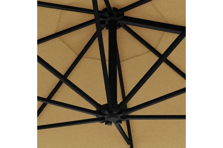 Seinäkiinnitteinen aurinkovarjo LED ja tolppa 300 cm - Aurinkovarjo
