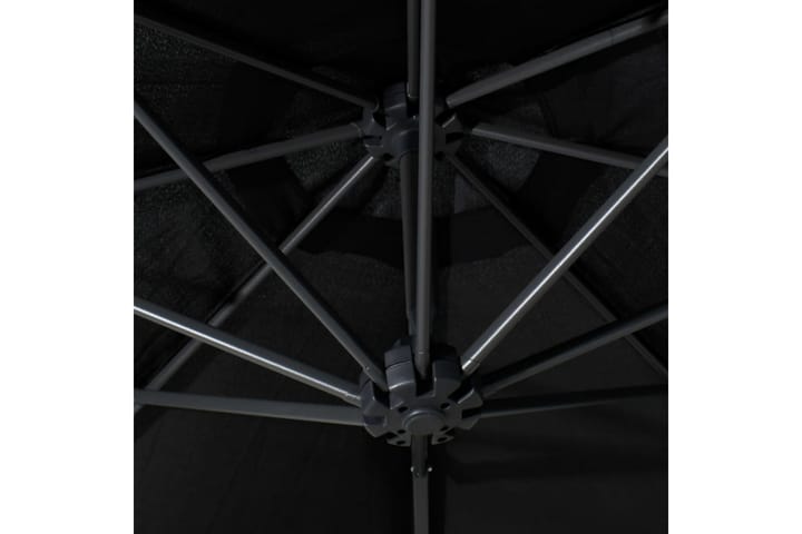 Seinäkiinnitteinen aurinkovarjo metallitolppa 300 cm musta - Musta - Aurinkovarjo
