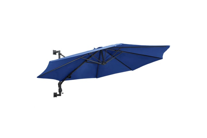 Seinäkiinnitteinen aurinkovarjo metallitolppa 300 cm sininen - Sininen - Aurinkovarjo