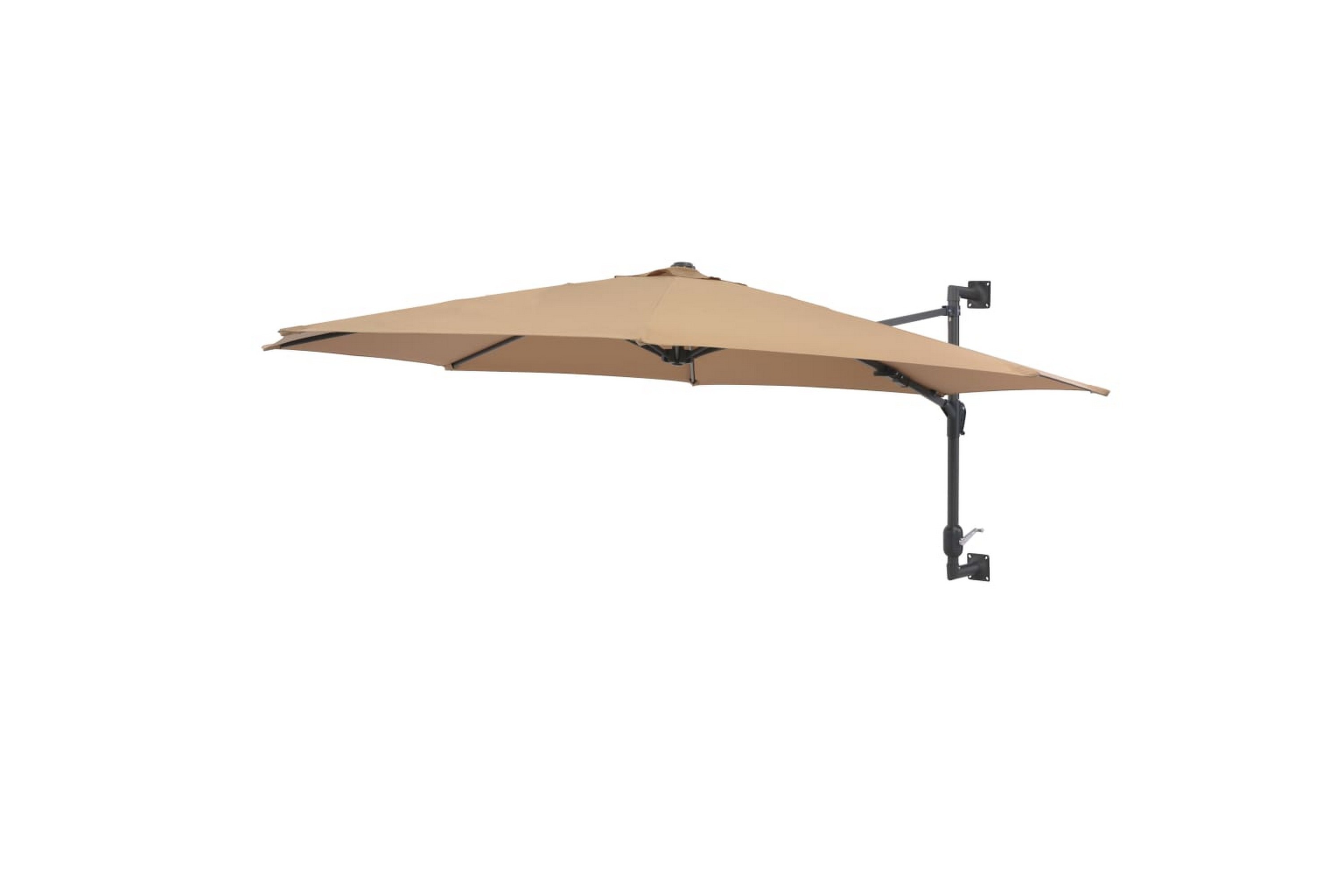Seinäkiinnitteinen aurinkovarjo 300 cm ruskeanharmaa - Ruskea