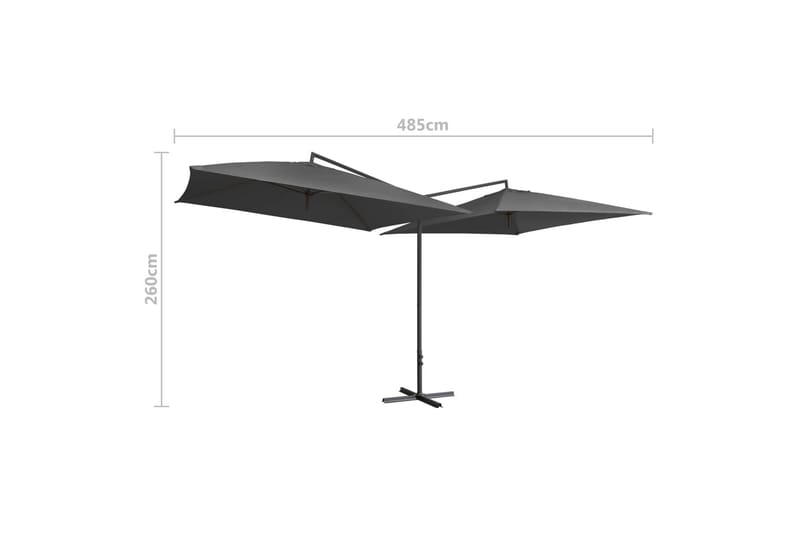Tupla-aurinkovarjo terästanko 250x250 cm antrasiitti - Antrasiitti - Puutarhakalusteet - Aurinkosuoja - Aurinkovarjo