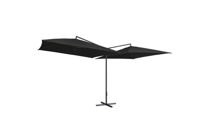 Tupla-aurinkovarjo terästanko 250x250 cm musta - Musta - Aurinkovarjo