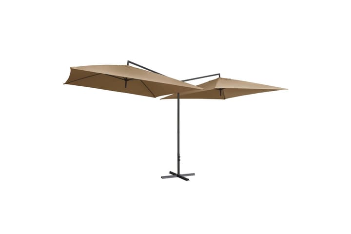 Tupla-aurinkovarjo terästanko 250x250 cm ruskeanharmaa - Ruskea - Aurinkovarjo