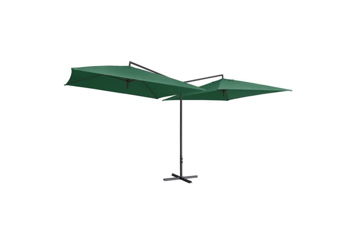 Tupla-aurinkovarjo terästanko 250x250 cm vihreä - Vihreä - Aurinkovarjo