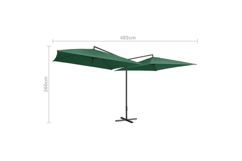 Tupla-aurinkovarjo terästanko 250x250 cm vihreä - Vihreä - Puutarhakalusteet - Aurinkosuoja - Aurinkovarjo