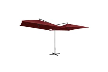 Tupla-aurinkovarjo terästanko 250x250 cm viininpunainen - Punainen - Puutarhakalusteet - Aurinkosuoja - Aurinkovarjo