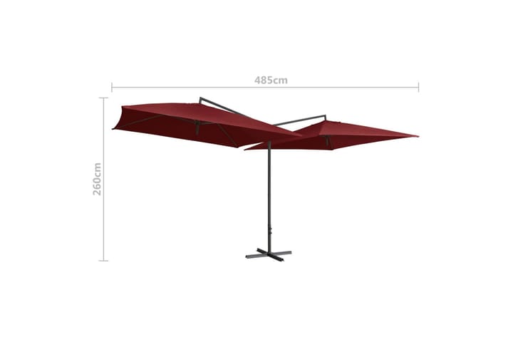 Tupla-aurinkovarjo terästanko 250x250 cm viininpunainen - Punainen - Aurinkovarjo