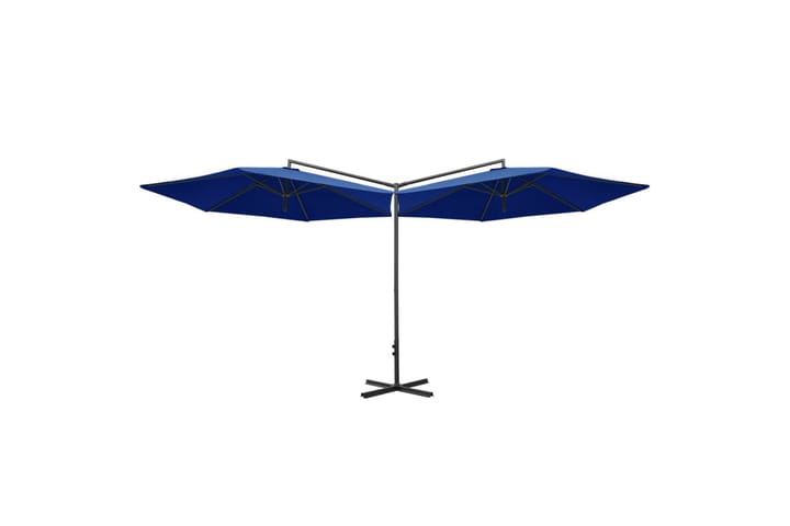Tupla-aurinkovarjo terästanko 600 cm taivaansininen - Sininen - Aurinkovarjo