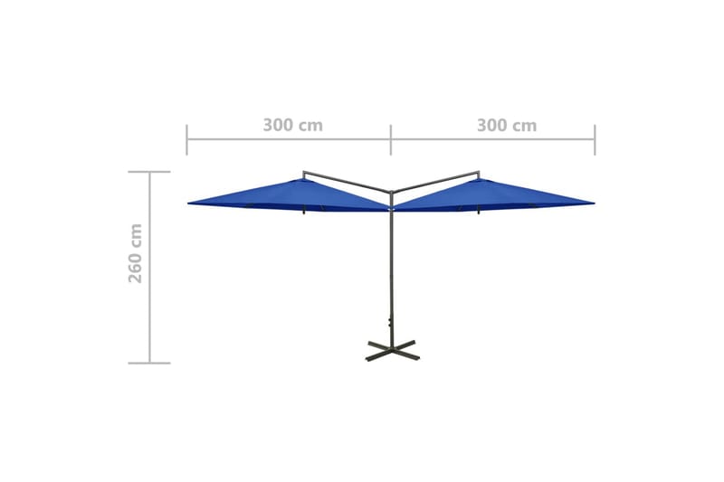 Tupla-aurinkovarjo terästanko 600 cm taivaansininen - Sininen - Puutarhakalusteet - Aurinkosuoja - Aurinkovarjo