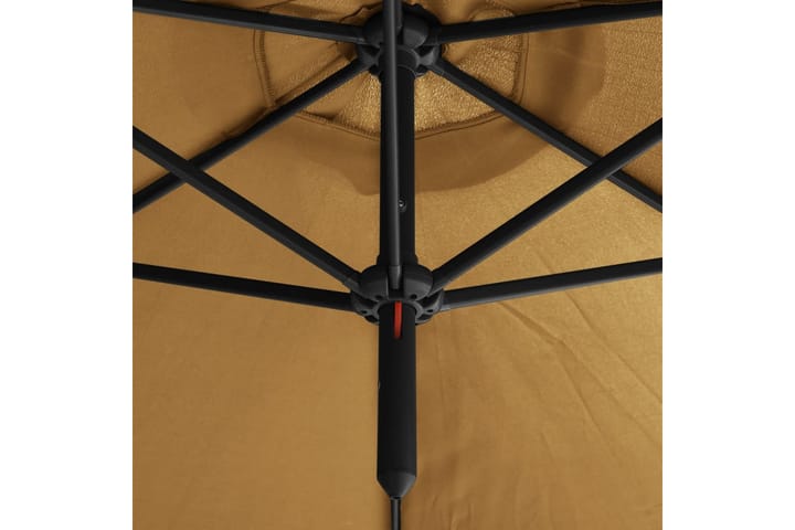 Tupla-aurinkovarjo terästanko harmaanruskea 600 cm - Taupe - Aurinkovarjo