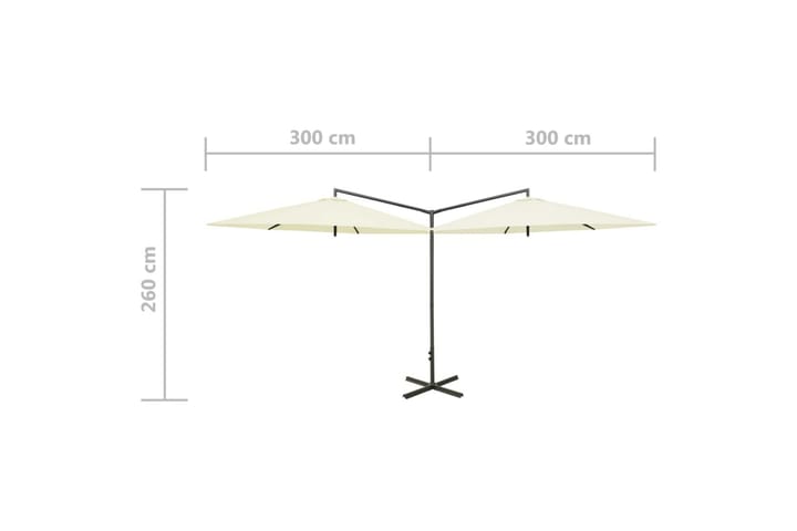 Tupla-aurinkovarjo terästanko hiekka 600 cm - Aurinkovarjo