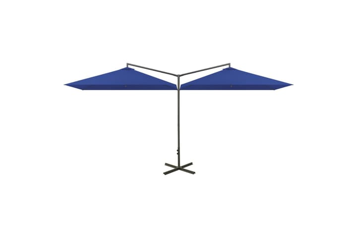 Tupla-aurinkovarjo terästanko taivaansininen 600x300 cm - Sininen - Aurinkovarjo