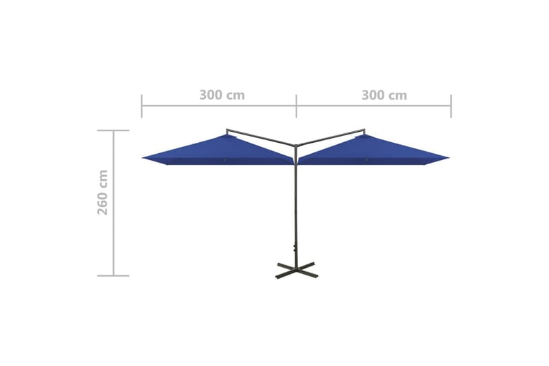 Tupla-aurinkovarjo terästanko taivaansininen 600x300 cm - Sininen - Puutarhakalusteet - Aurinkosuoja - Aurinkovarjo