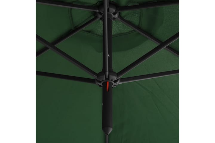 Tupla-aurinkovarjo terästanko vihreä 600 cm - Vihreä - Aurinkovarjo