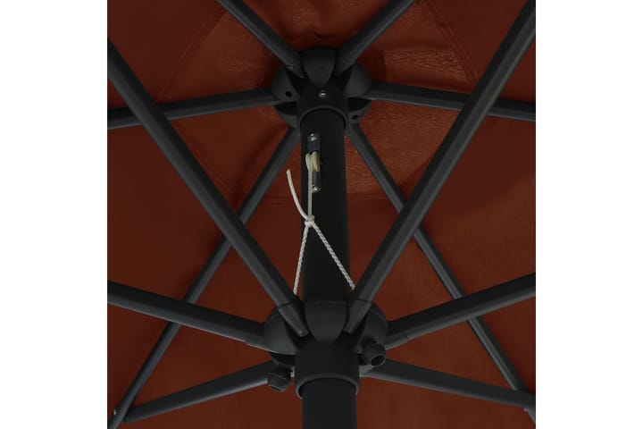 Ulkoaurinkovarjo LED-valot alumiinitanko 270 cm terrakotta - Punainen - Aurinkovarjo