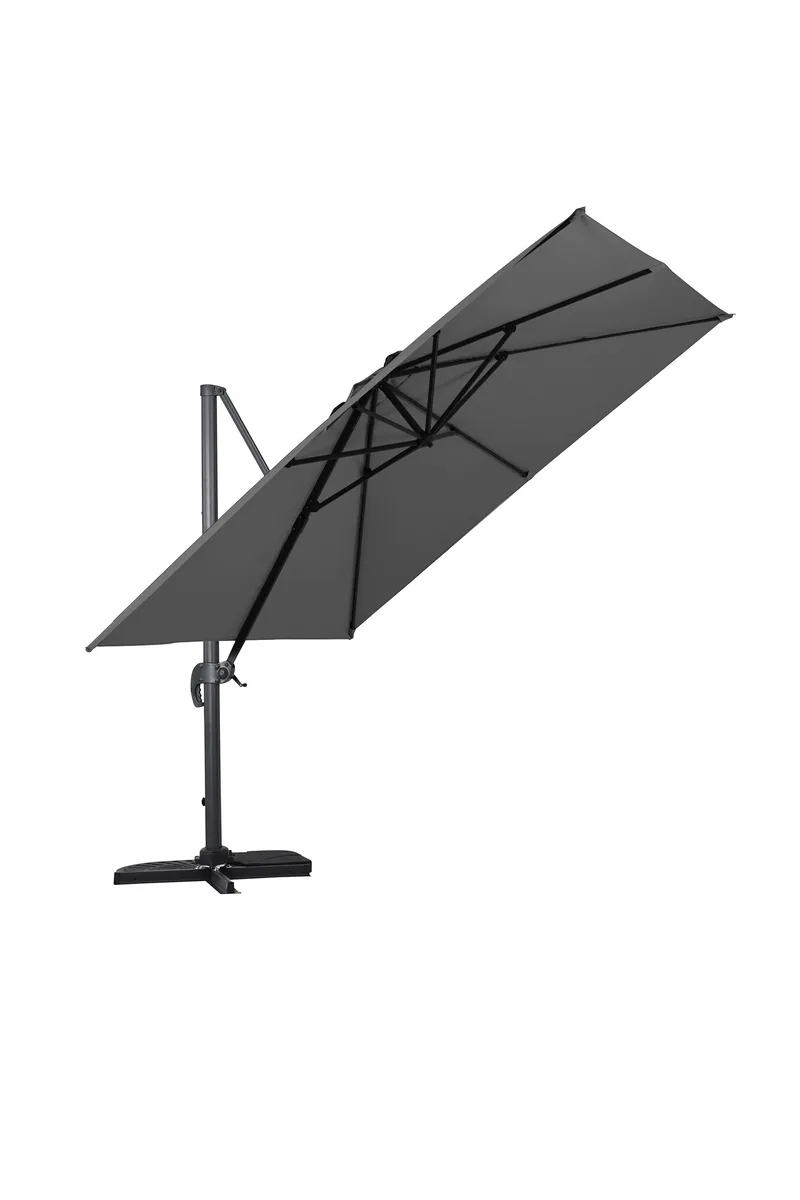 Vienna suuri riippuva aurinkovarjo 3 m alumiinia - Musta - Puutarhakalusteet - Aurinkosuoja - Aurinkovarjo - Riippuva aurinkovarjo