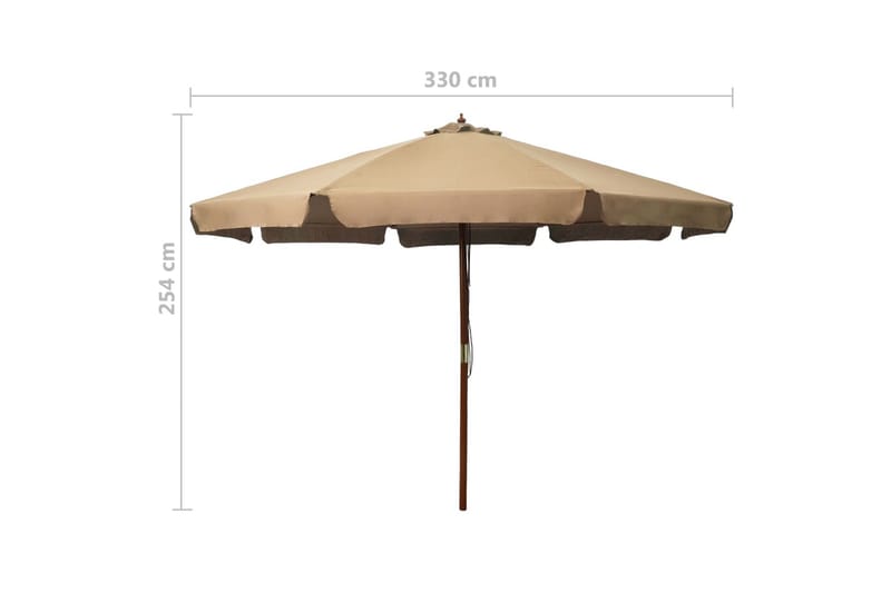 Aurinkovarjo puurunko 330 cm ruskeanharmaa - Ruskea - Puutarhakalusteet - Aurinkosuoja - Aurinkovarjo