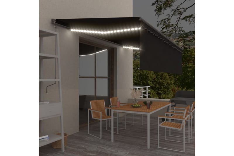 Automaattimarkiisi verho/LED/tuulisensori 5x3 m antrasiitti - Puutarhakalusteet - Aurinkosuoja - Markiisi