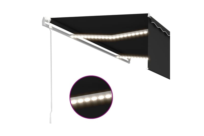 Automaattimarkiisi verho/LED/tuulisensori 5x3 m antrasiitti - Puutarhakalusteet - Aurinkosuoja - Markiisi