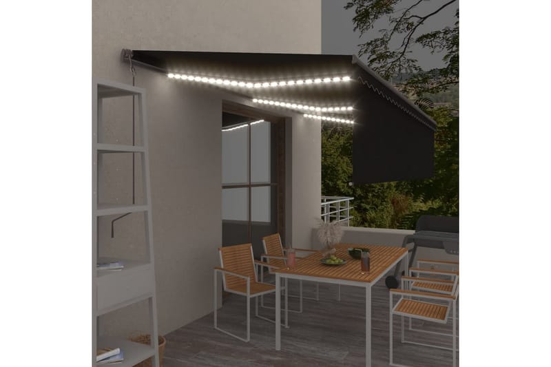 Automaattimarkiisi verho/LED/tuulisensori 6x3 m antrasiitti - Puutarhakalusteet - Aurinkosuoja - Markiisi