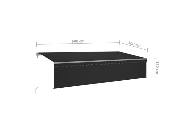 Automaattimarkiisi verho/LED/tuulisensori 6x3 m antrasiitti - Puutarhakalusteet - Aurinkosuoja - Markiisi