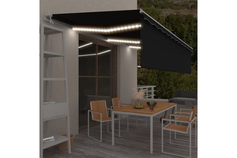 Automaattimarkiisi verho/LED/tuulisensori 6x3 m antrasiitti - Puutarhakalusteet - Aurinkosuoja - Markiisi