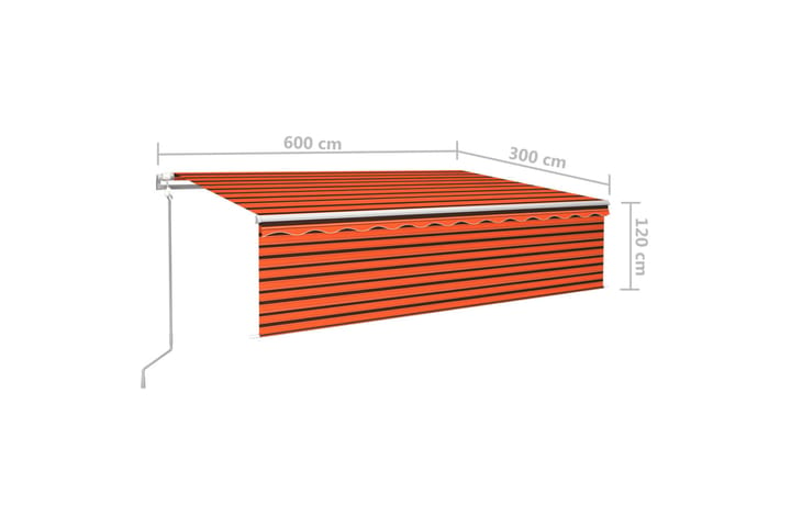 Automaattimarkiisi verho/LED/tuulisensori 6x3 m oranssiruske - Oranssi - Markiisi
 - Ikkunamarkiisi - Ikkunatarvikkeet