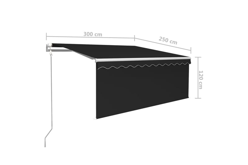 Automaattisesti kelattava markiisi verhoilla 3x2,5m - Puutarhakalusteet - Aurinkosuoja - Markiisi
