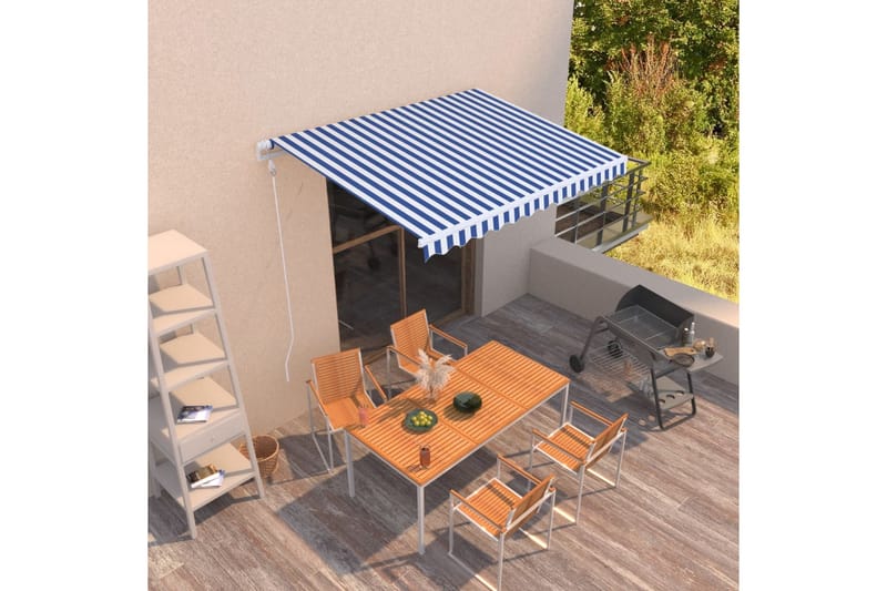Automaattisesti sisäänkelattava markiisi 300x250cm sinivalk. - Puutarhakalusteet - Aurinkosuoja - Markiisi
 - Terassimarkiisi