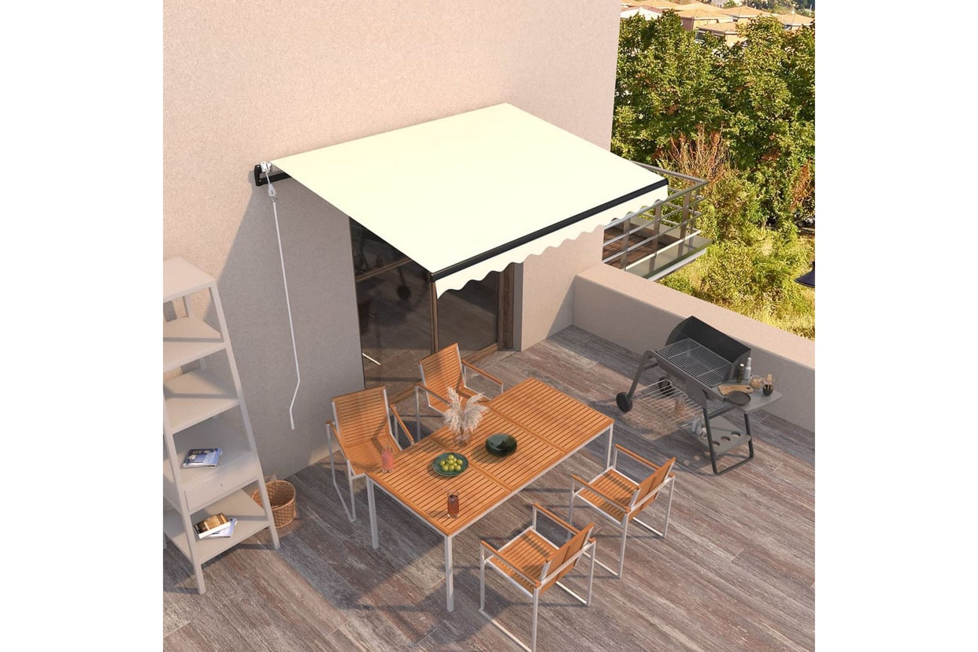 Automaattisesti sisäänkelattava markiisi 350x250 cm kerma - Puutarhakalusteet - Aurinkosuoja - Markiisi
 - Terassimarkiisi