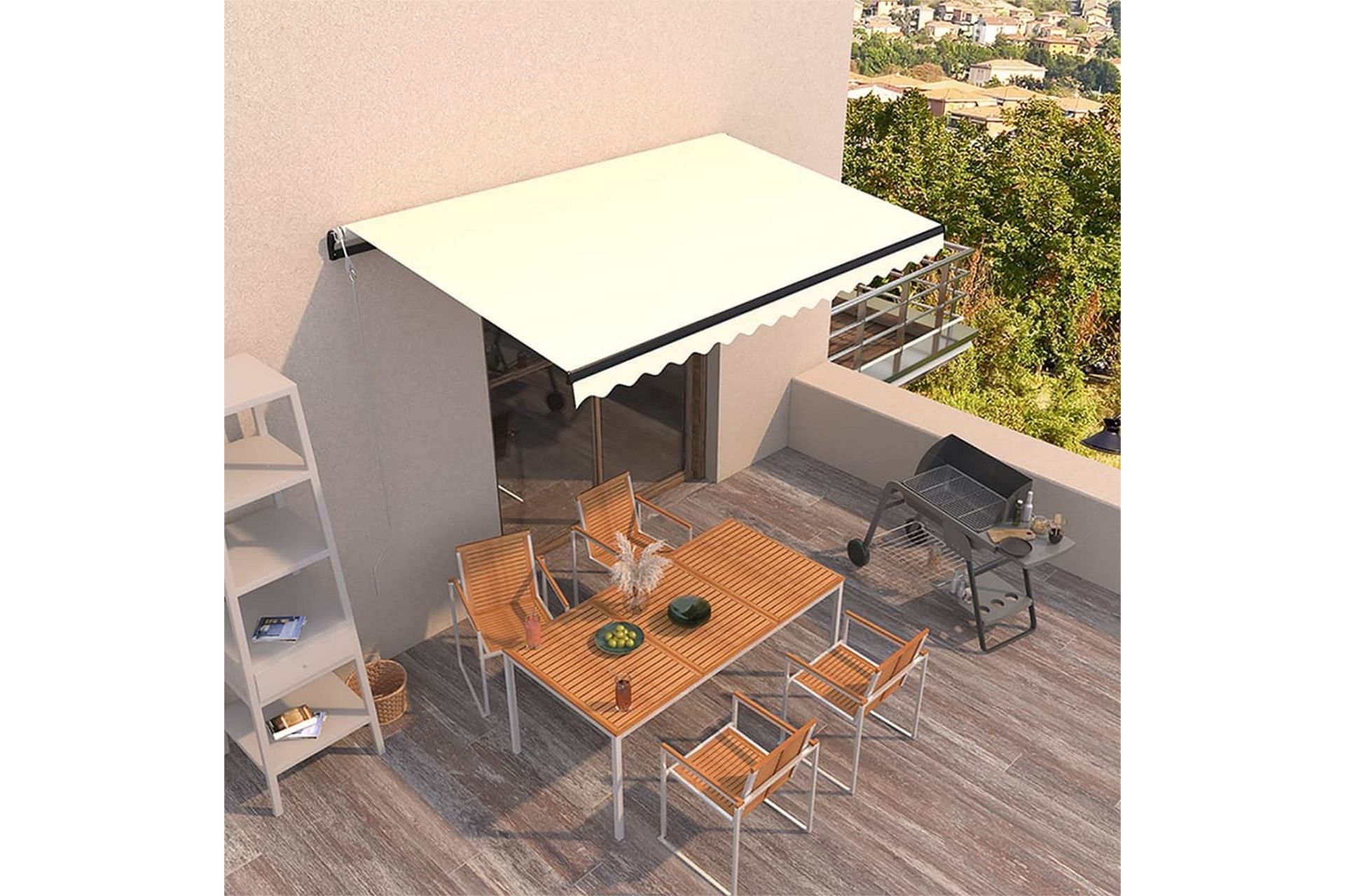 Automaattisesti sisäänkelattava markiisi 450x350 cm kerma - Puutarhakalusteet - Aurinkosuoja - Markiisi
 - Terassimarkiisi