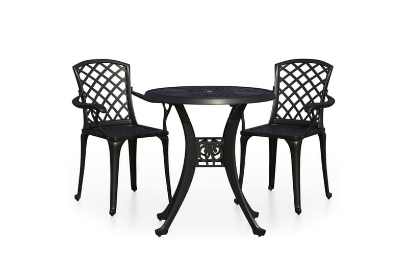 Bistrosetti 3-osainen Valualumiini - Musta - Puutarhakalusteet - Aurinkosuoja - Markiisi
 - Terassimarkiisi