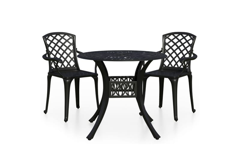 Bistrosetti 3-osainen Valualumiini - Musta - Puutarhakalusteet - Aurinkosuoja - Markiisi
 - Terassimarkiisi