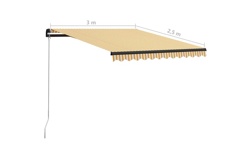 Käsin sisäänkelattava markiisi LEDillä 300x250 cm - Keltainen - Puutarhakalusteet - Aurinkosuoja - Markiisi