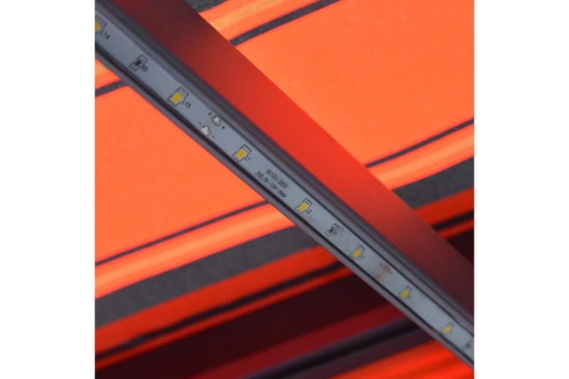 Käsin sisäänkelattava markiisi LEDillä 300x250 cm - Oranssi - Puutarhakalusteet - Aurinkosuoja - Markiisi