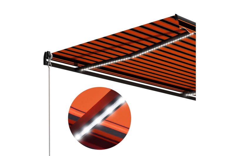 Käsin sisäänkelattava markiisi LEDillä 300x250 cm - Oranssi - Puutarhakalusteet - Aurinkosuoja - Markiisi