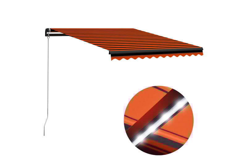Käsin sisäänkelattava markiisi LEDillä 300x250 cm - Oranssi - Puutarhakalusteet - Aurinkosuoja - Markiisi
