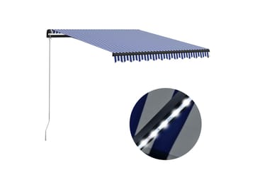 Käsin sisäänkelattava markiisi LEDillä 300x250 cm - Sininen - Puutarhakalusteet - Aurinkosuoja - Markiisi
