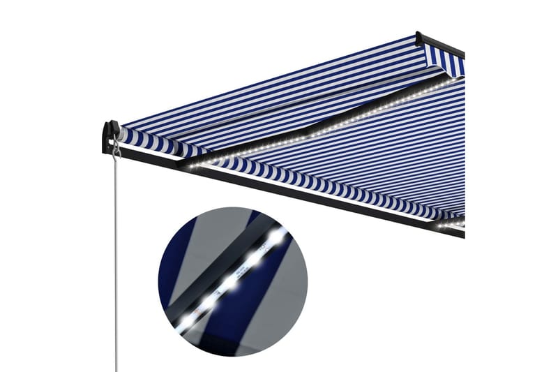 Käsin sisäänkelattava markiisi LEDillä 300x250 cm - Sininen - Puutarhakalusteet - Aurinkosuoja - Markiisi