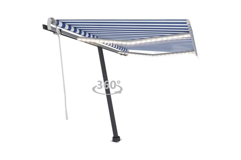 Käsin sisäänkelattava markiisi LEDillä 350x250cm - Sininen - Puutarhakalusteet - Aurinkosuoja - Markiisi
 - Terassimarkiisi