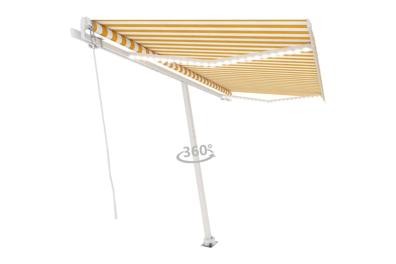 Käsin sisäänkelattava markiisi LEDillä 400x350 cm - Keltainen - Puutarhakalusteet - Aurinkosuoja - Markiisi
 - Terassimarkiisi