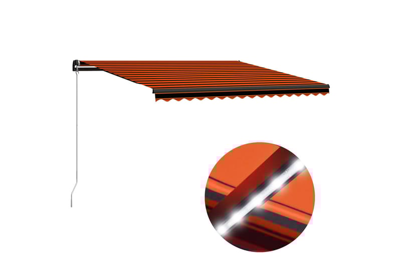 Käsin sisäänkelattava markiisi LEDillä 450x300 cm - Oranssi - Puutarhakalusteet - Aurinkosuoja - Markiisi