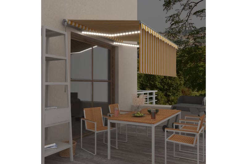 Käsin sisäänkelattava markiisi verhot/LED 3,5x2,5 m - Puutarhakalusteet - Aurinkosuoja - Markiisi