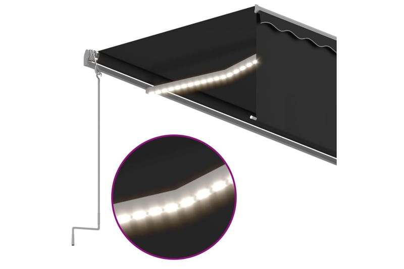 Käsin sisäänkelattava markiisi verhot/LED 6x3 m antrasiitti - Puutarhakalusteet - Aurinkosuoja - Markiisi