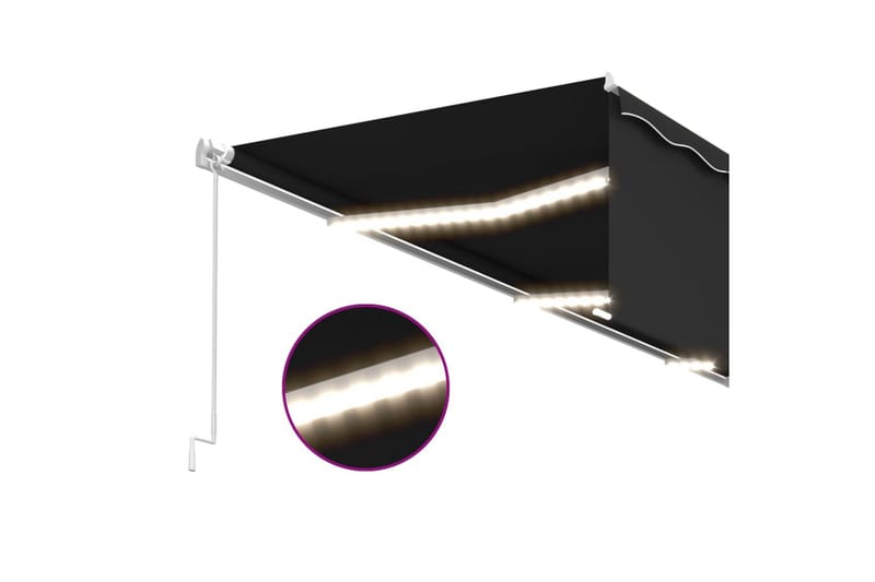 Käsin sisäänkelattava markiisi verhot/LED 6x3 m antrasiitti - Puutarhakalusteet - Aurinkosuoja - Markiisi