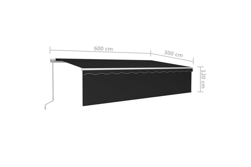 Käsin sisäänkelattava markiisi verhot/LED 6x3 m antrasiitti - Puutarhakalusteet - Aurinkosuoja - Markiisi