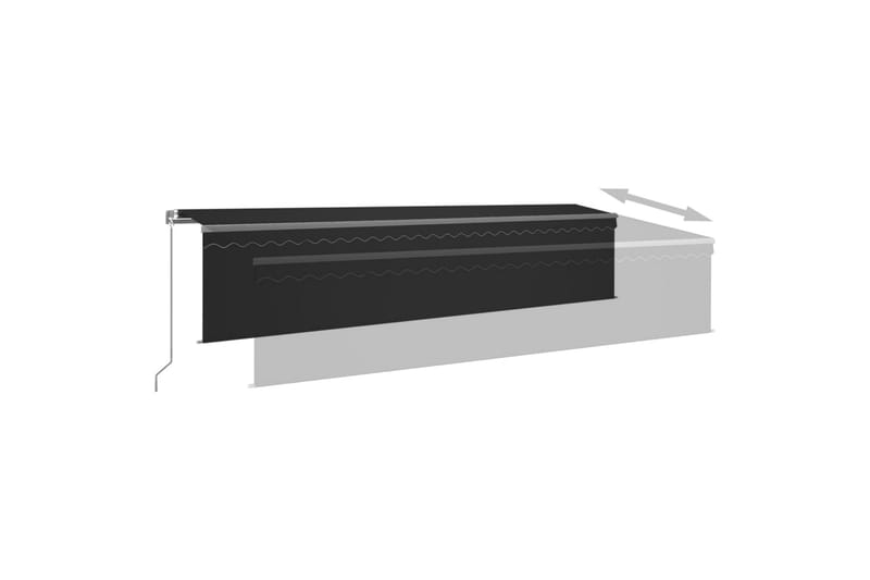Käsin sisäänkelattava markiisi verhot/LED 6x3 m antrasiitti - Puutarhakalusteet - Aurinkosuoja - Markiisi